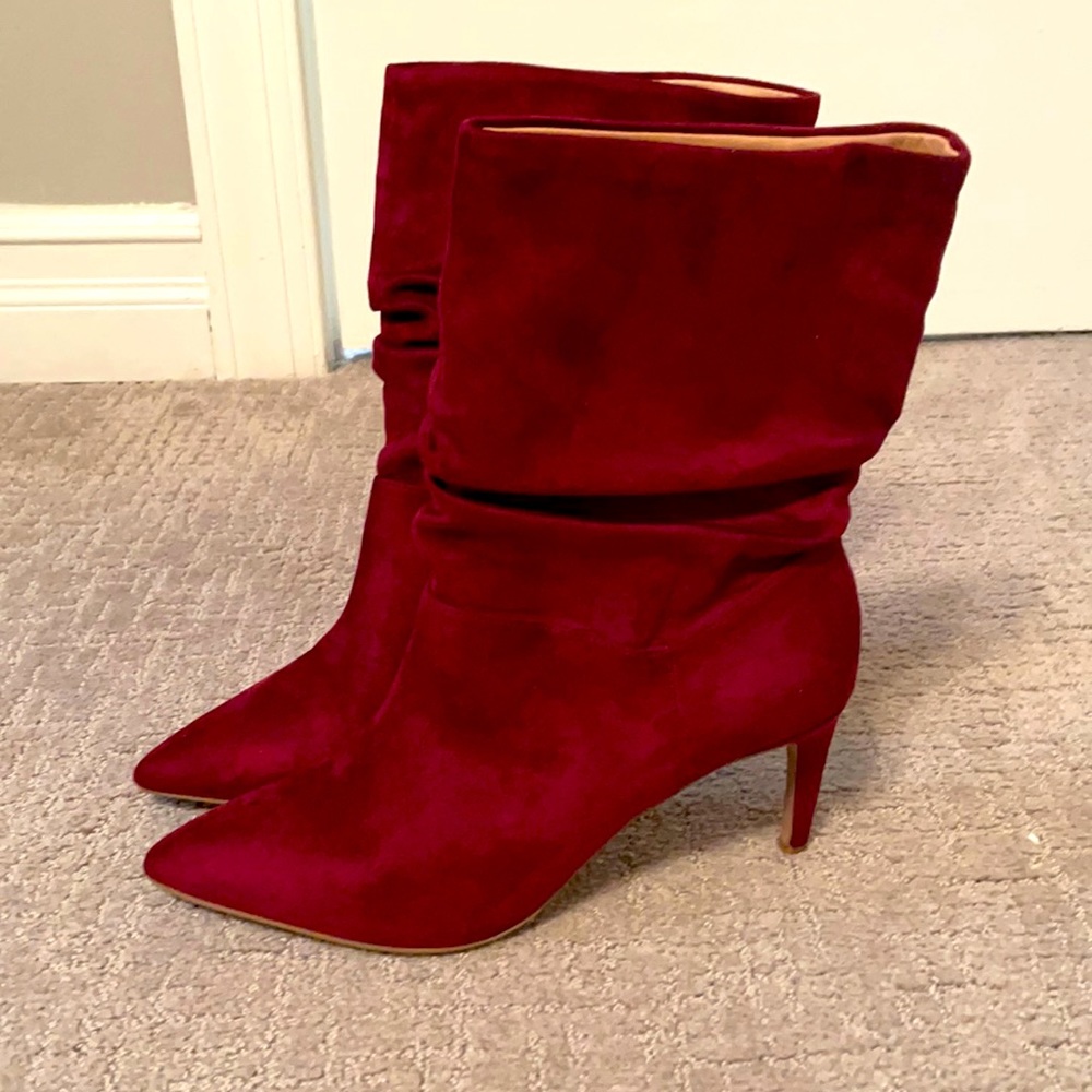 Stunning wine suede bootie